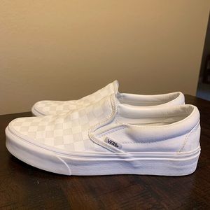 Lightly worn white checkered Vans